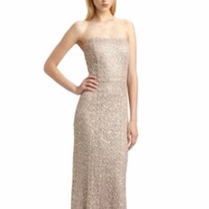 Kay Unger 8 strapless gown black tie evening beige